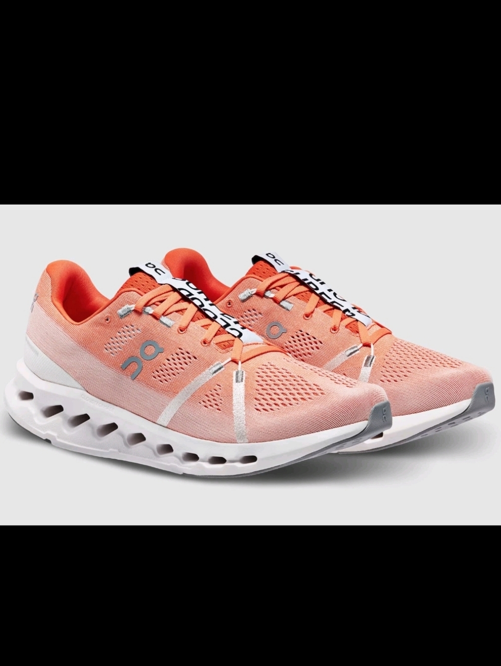 On Running Coral/White Womens Athletic Running Shoes